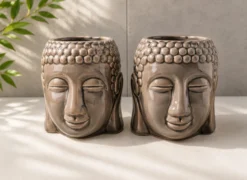 Pack aromático natural con quemador Buda – Wax Melts de soja, romero, tomillo y pino + 6 velas de té – Lismare