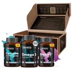 Pack Belleza: Incluye Biotina, Colágeno y Omega 3. Sevens Nutrition. Cabello, Piel Y Uñas