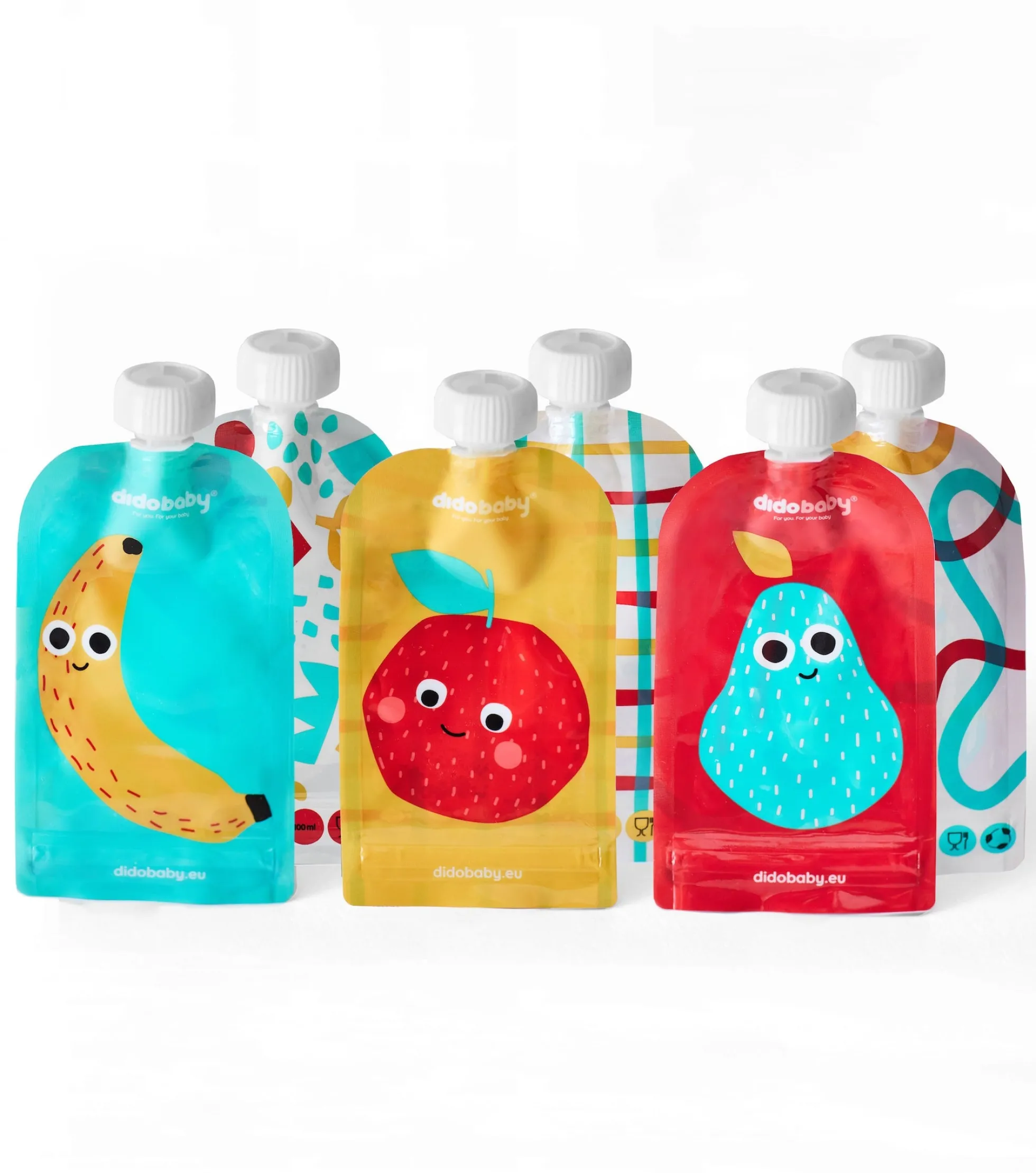 Pack 6 Bolsitas Pouches reutilizables Frutas Didobaby