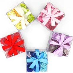 Pack 10 Cajas 9 Rosas De Jabón (azul) - Flores Con Pétalos De Jabón Perfumados - Regalo Original Para Días Especiales