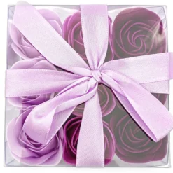 Pack 5 Cajas 9 Rosas De Jabón (lila) - Flores Con Pétalos De Jabón Perfumados - Regalo Original Para Días Especiales