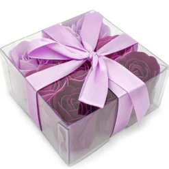 Pack 20 Cajas 9 Rosas De Jabón (lila) - Flores Con Pétalos De Jabón Perfumados - Regalo Original Para Días Especiales