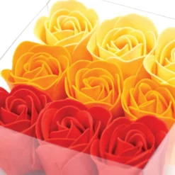 Pack 10 Cajas 9 Rosas De Jabón (naranja) - Flores Con Pétalos De Jabón Perfumados - Regalo Original Para Días Especiales