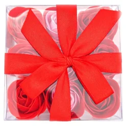 Pack 10 Cajas 9 Rosas De Jabón (rojo) - Flores Con Pétalos De Jabón Perfumados - Regalo Original Para Días Especiales