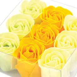 Pack 20 Cajas 9 Rosas Jabón (amarillo) - Flores Con Pétalos De Jabón Perfumados - Regalo Original Para Días Especiales