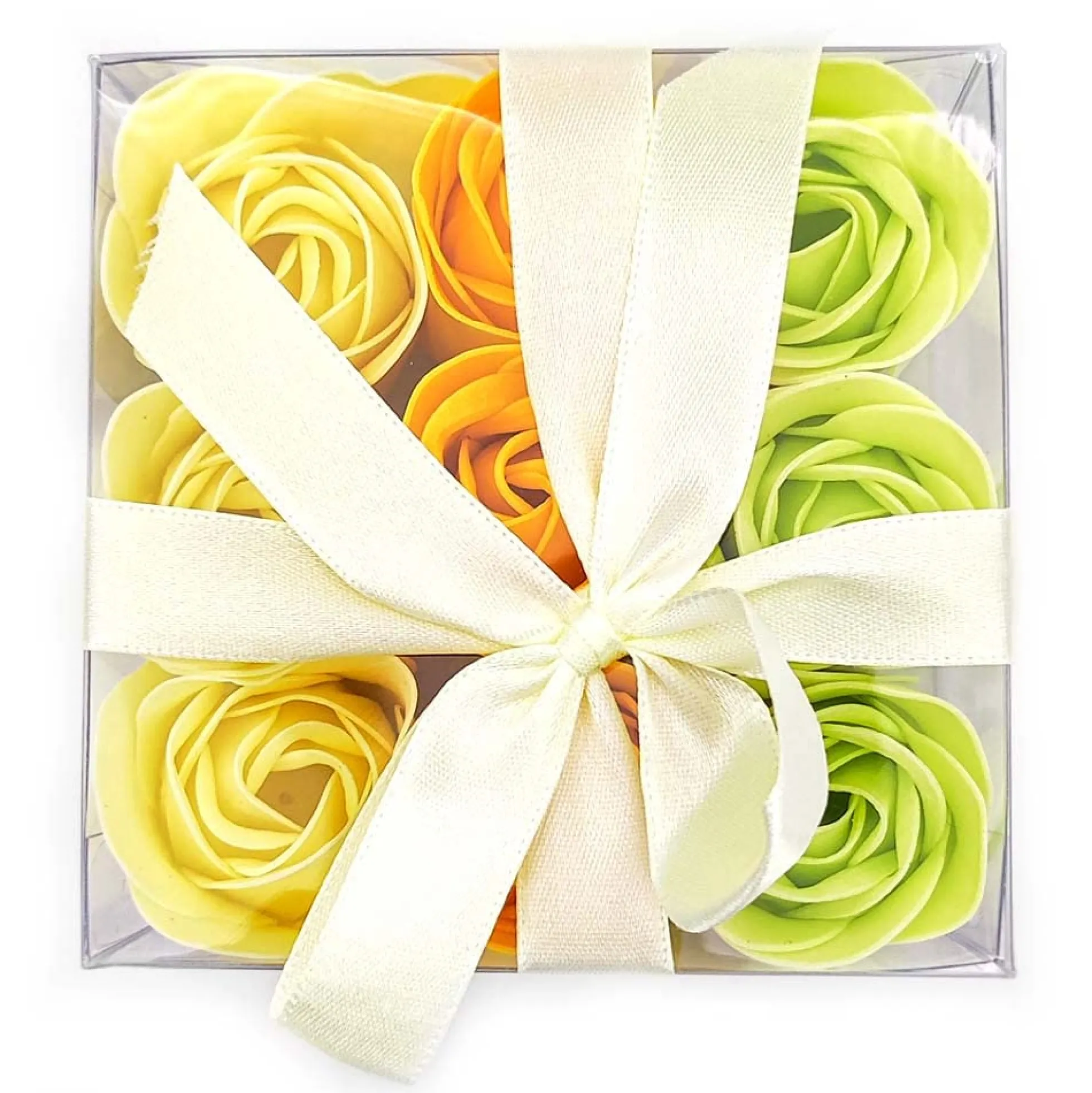 Pack 10 Cajas 9 Rosas Jabón (amarillo) - Flores Con Pétalos De Jabón Perfumados - Regalo Original Para Días Especiales