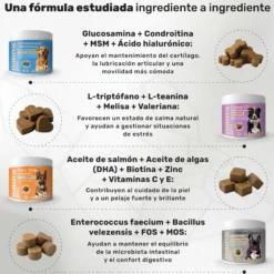 Pack Calma + Condro + Probiotico + Salmon Para Perros. Suplementos Mascotas. 480 Masticables. Natuva Pets