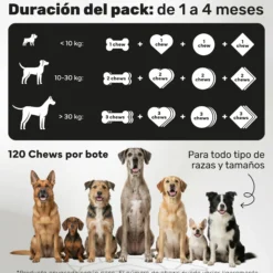 Pack Calma + Condro + Probiotico + Salmon Para Perros. Suplementos Mascotas. 480 Masticables. Natuva Pets