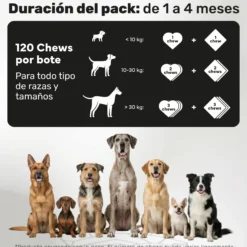 Pack Calmante + Aceite De Salmón Para Perros. Calma, Piel Y Pelo. Suplementos Mascotas. 240 Masticables. Natuva Pets