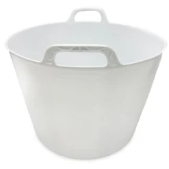 Pack 10 Capazo De Plástico Flexible Para Uso Alimentario. Asa Reforzada (blanco, 42l). Sin Bpas. Restaurantes, Vendimia