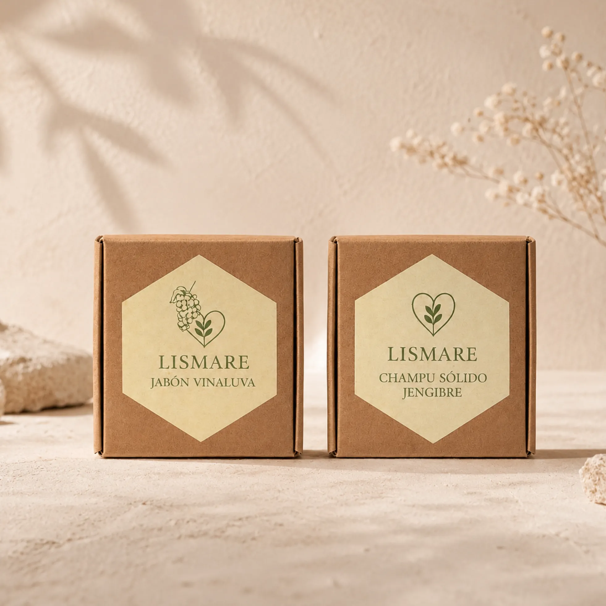 Pack champú sólido jengibre + jabón sólido uva - cuero cabelludo seco, debilidad, sin brillo - Baño Sostenible Lismare