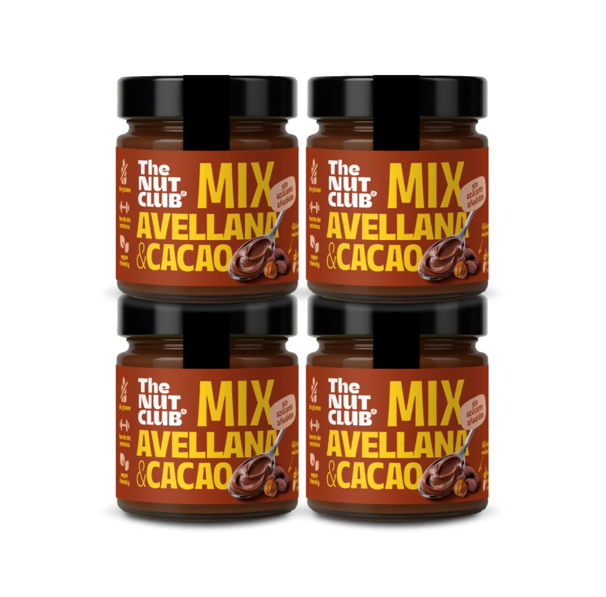 Pack crema de avellanas y cacao 4 uds The Nut Club 800g