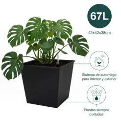 Pack De 3 Macetas Con Autorriego De Polipropileno 67 L 42x42x38 Cm Hortalia