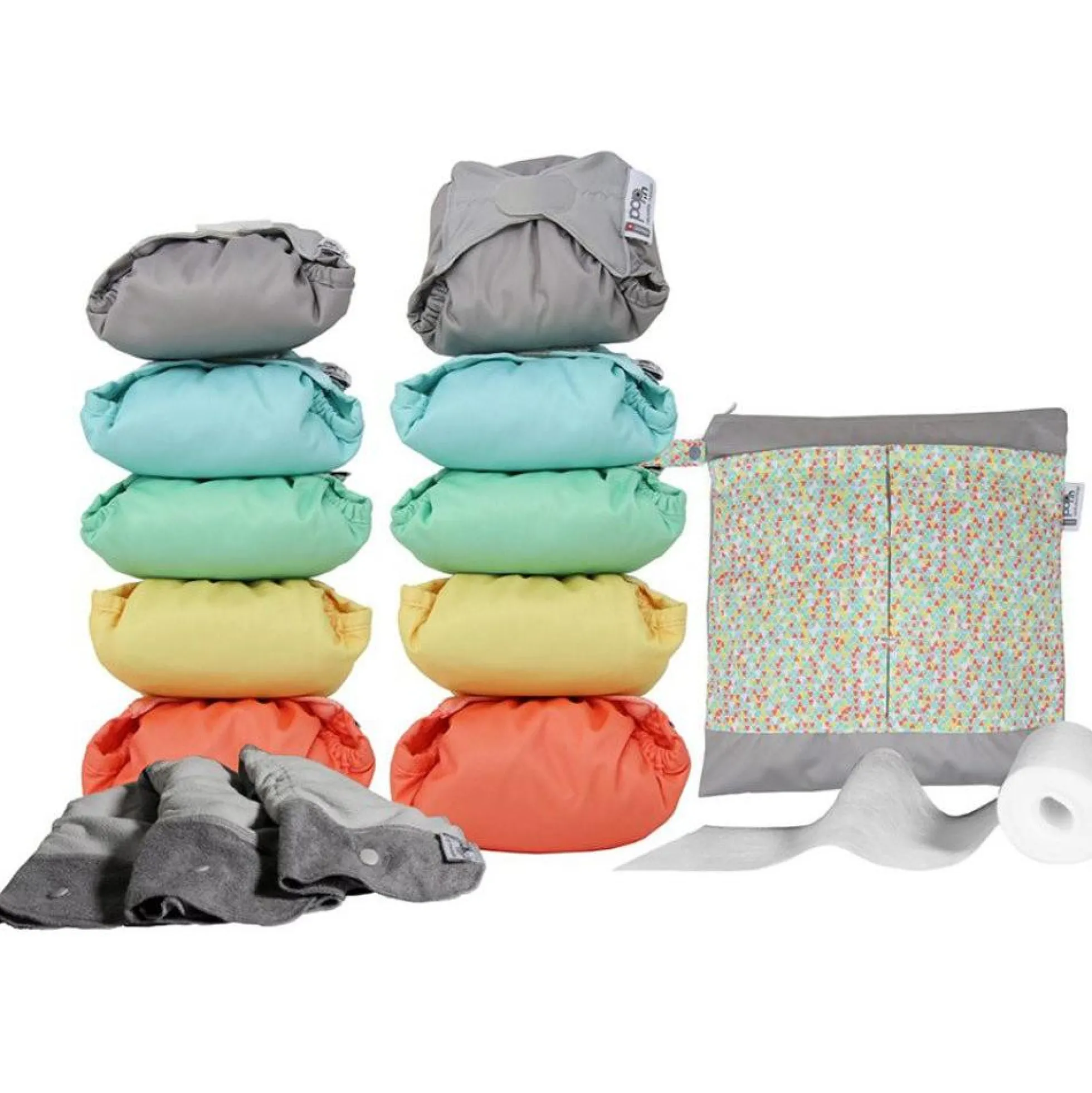 Pack de 10 Pañales de Tela Reutilizables de Bambú Pastel Close Parent