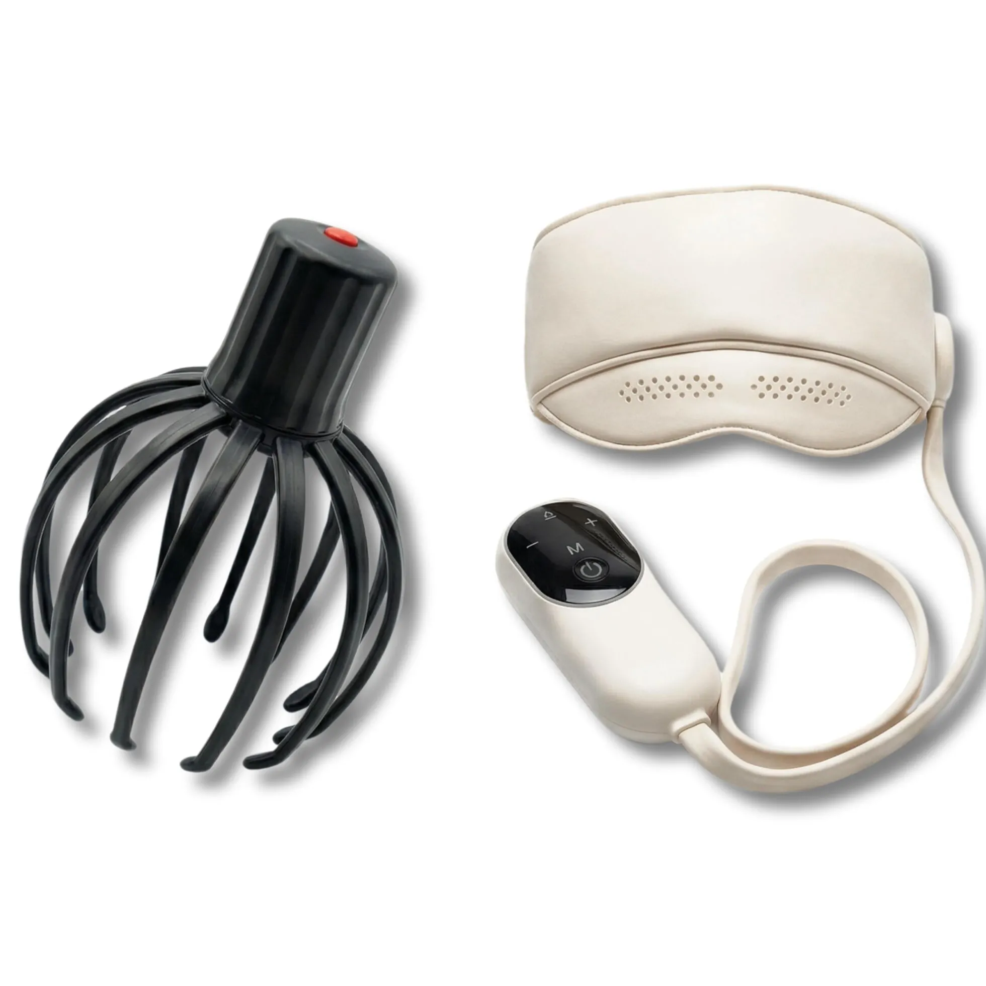 Pack De Relajación Cráneo Y Mirada – Masajeador Craneal 360° + Máscara Ocular Calefactable