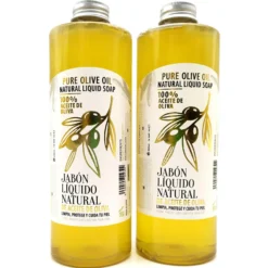 Pack 2 Jabón Líquido Natural 100% Aceite De Oliva - Para Todo Tipo De Piel, Sensible, Seca - Sin Detergentes Ni Perfumes