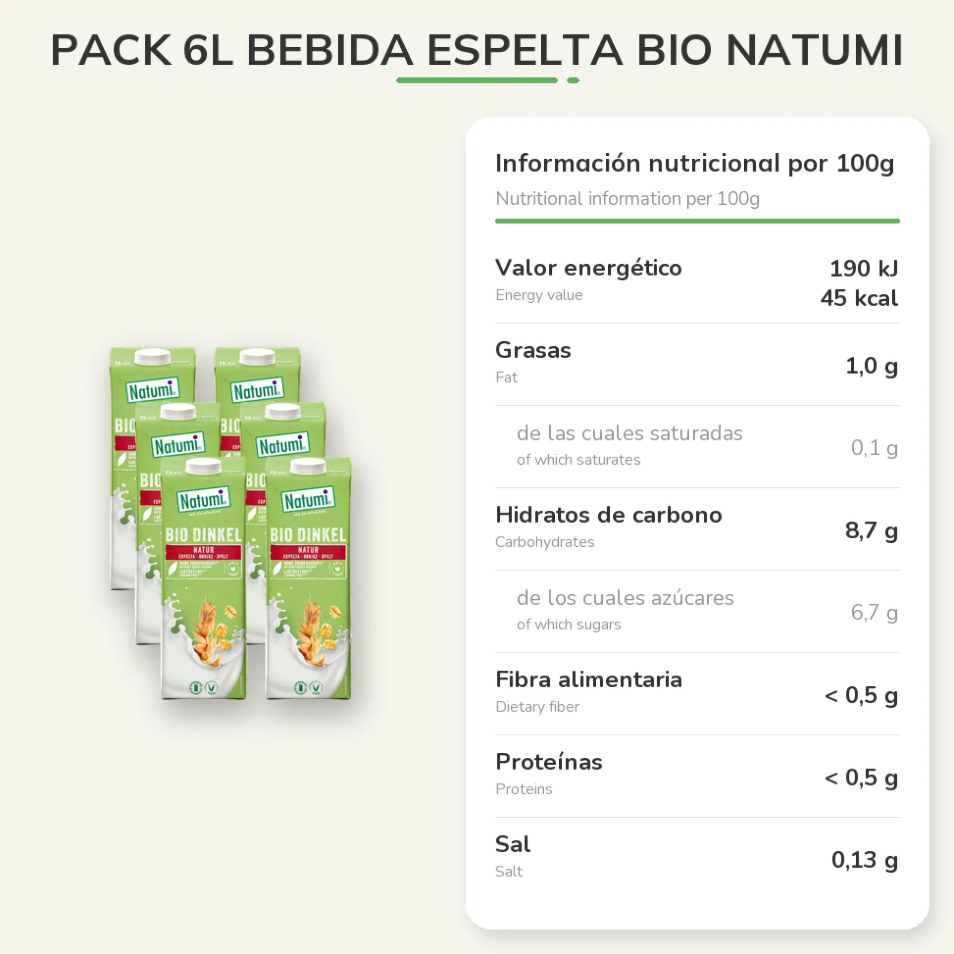 Pack 6L Bebida Espelta BIO Natumi