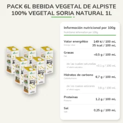 Pack 6L bebida vegetal de alpiste 100% vegetal Soria Natural 1L