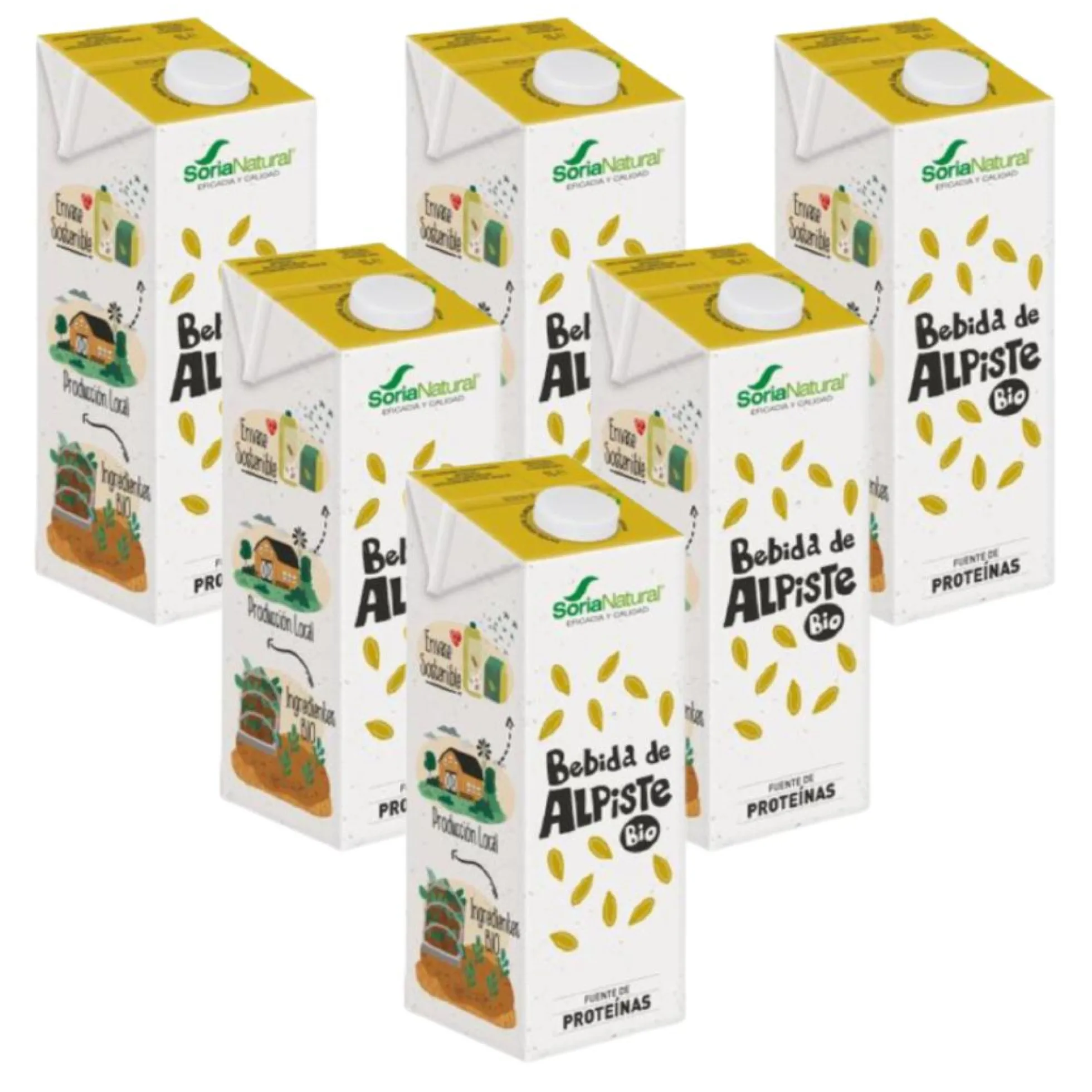Pack 6L bebida vegetal de alpiste 100% vegetal Soria Natural 1L