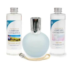 Pack Lámpara Catalítica Azul Grisáceo Mate + Fragancia Provence Breeze 200ml + Limpiador Neutro 200ml + Mecha Repuesto