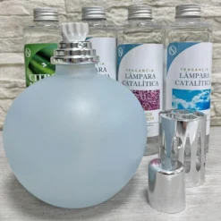 Pack Lámpara Catalítica Azul Grisáceo Mate + Fragancia Mountain Mint 200ml + Limpiador Neutro 200ml + Mecha Repuesto