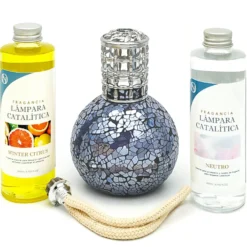 Pack Lámpara Catalítica Mosaico Azul Océano + Fragancia Winter Citrus 500ml + Limpiador Neutro 200ml + Mecha De Repuesto