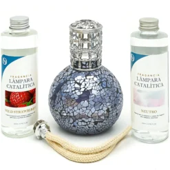 Pack Lámpara Catalítica Mosaico Azul Océano + Fragancia Wild Strawberry 200ml + Limpiador Neutro 200ml + Mecha Repuesto