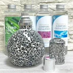 Pack Lámpara Catalítica Mosaico Negro + Fragancia Mediterranean Light 200ml + Limpiador Neutro 200ml + Mecha De Repuesto