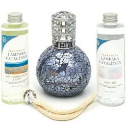 Pack Lámpara Catalítica Mosaico Azul Océano + Fragancia Mediterranean Light 500ml + Limpiador 200ml + Mecha De Repuesto