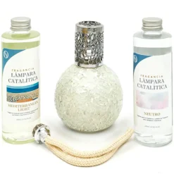 Pack Lámpara Catalítica Mosaico Blanco + Fragancia Mediterranean Light 500ml + Limpiador Neutro 200ml + Mecha Repuesto