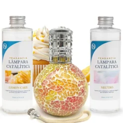 Pack Lámpara Catalítica Mosaico Bicolor + Fragancia Lemon Cake 200ml + Limpiador Neutro 200ml + Mecha Repuesto
