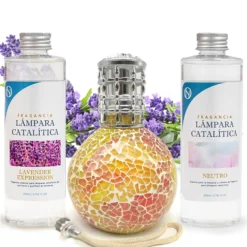 Pack Lámpara Catalítica Mosaico Bicolor + Fragancia Lavender Expression 200ml + Limpiador Neutro 200ml + Mecha Repuesto