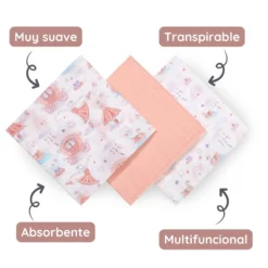 Pack 3 Muselinas Algodón 70x70 Cm Bailarina