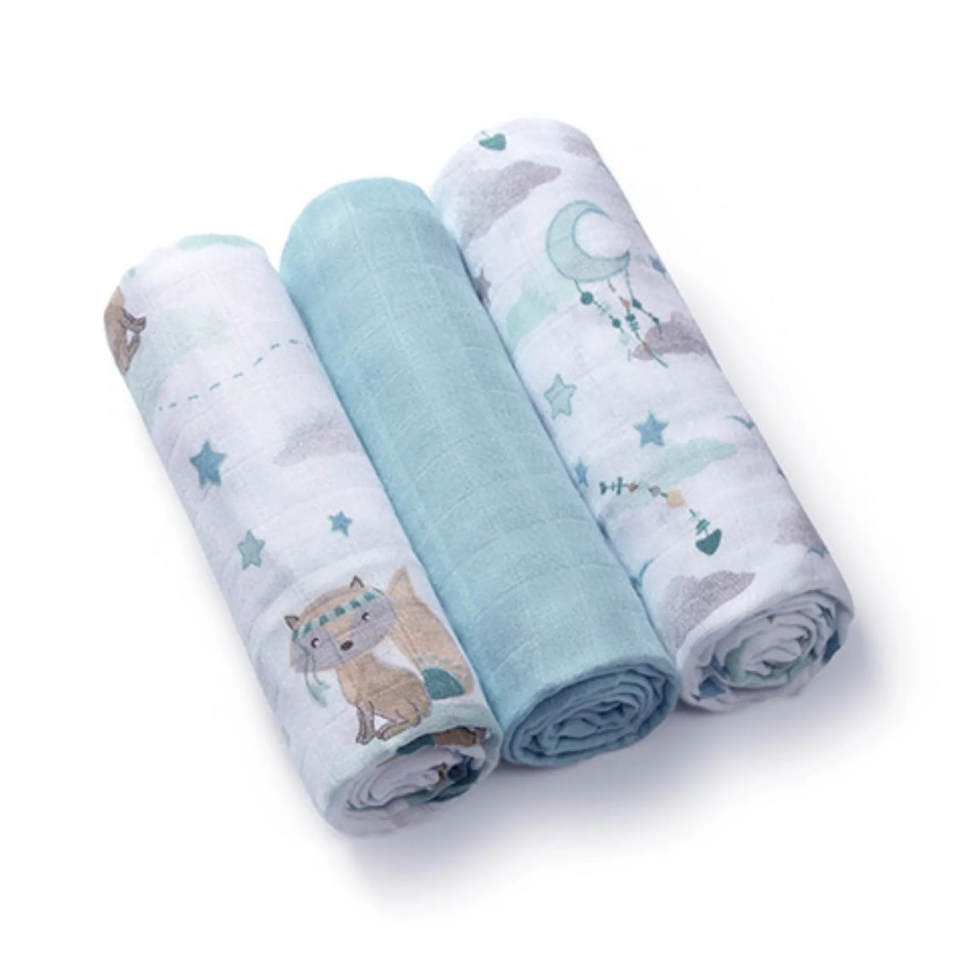 Pack 3 Muselinas Bambú Organico 70x70 Cm Mapache