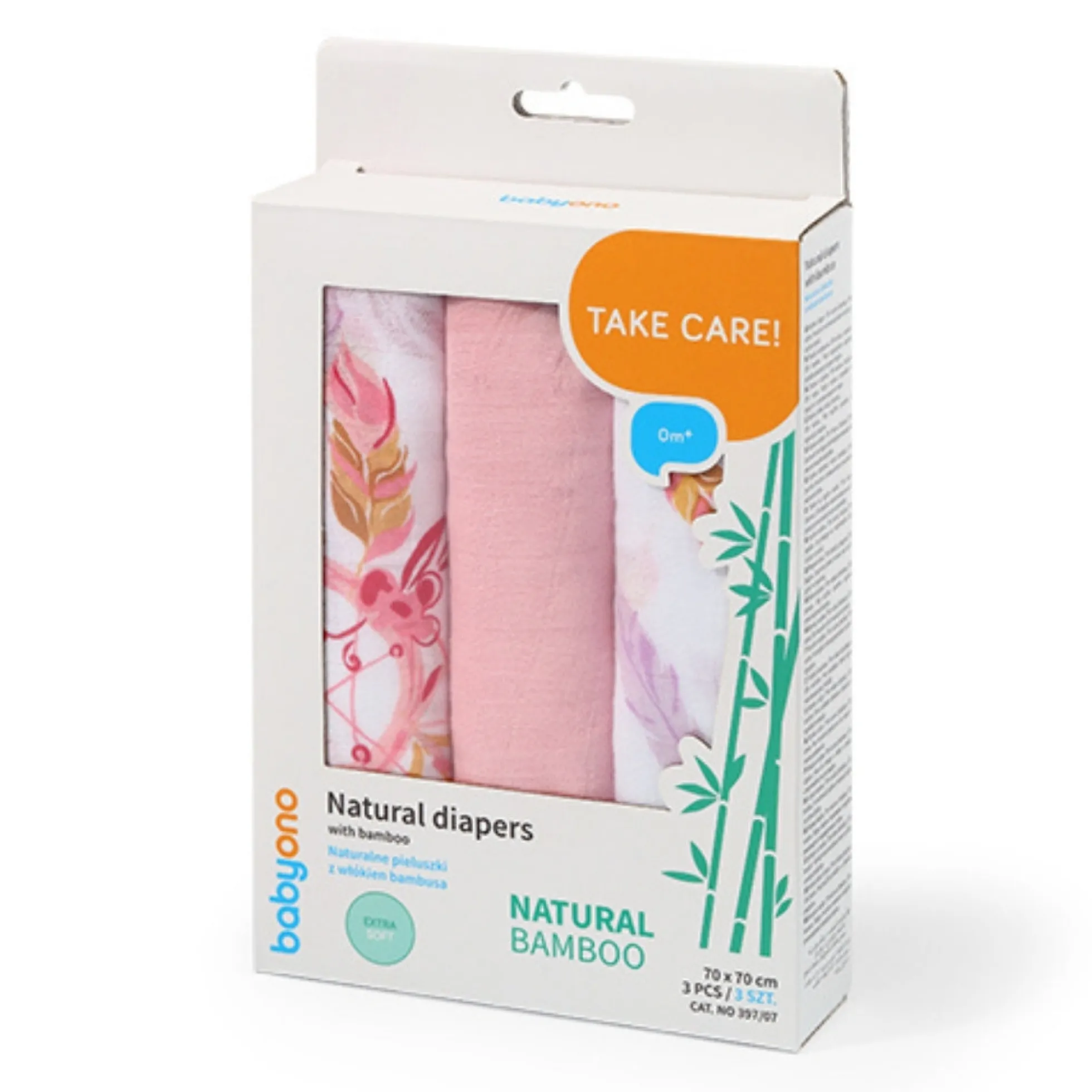 Pack 3 Muselinas Bambú Organico 70x70 Cm Rose