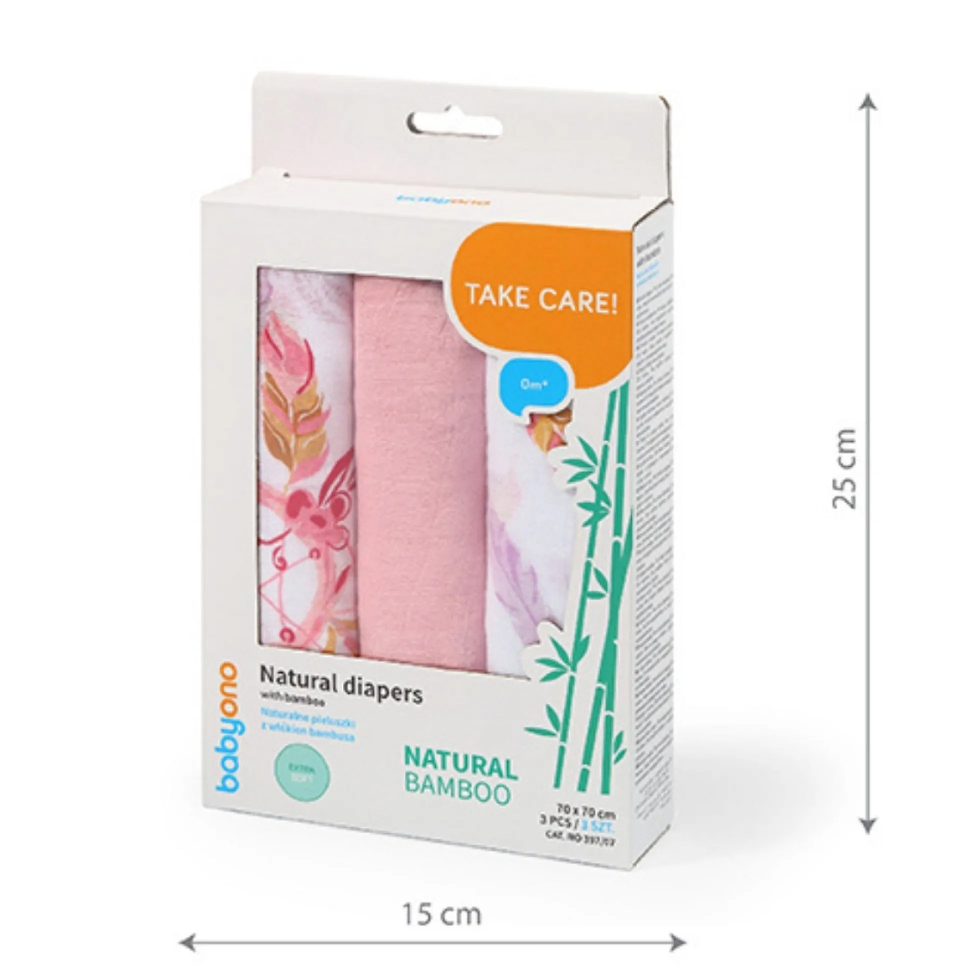 Pack 3 Muselinas Bambú Organico 70x70 Cm Rose
