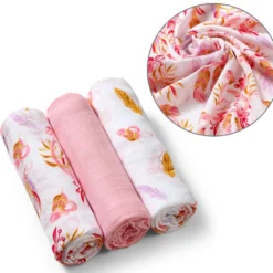 Pack 3 Muselinas Bambú Organico 70x70 Cm Rose