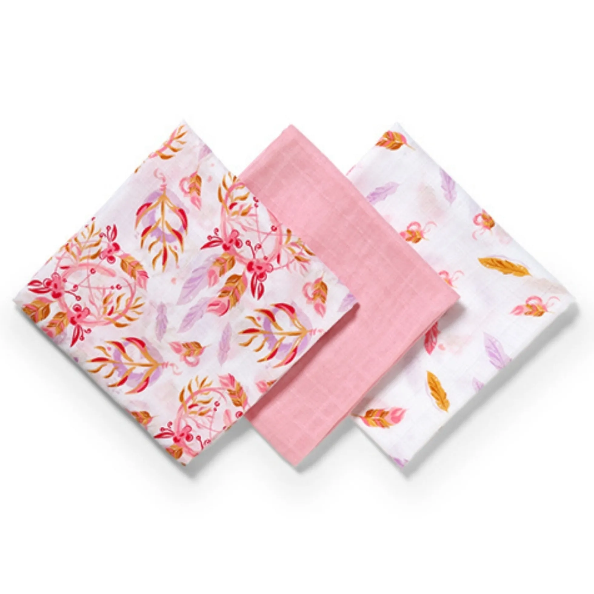 Pack 3 Muselinas Bambú Organico 70x70 Cm Rose