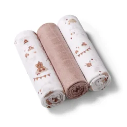 Pack 3 Muselinas Bambú Organico 70x70 Cm Canela