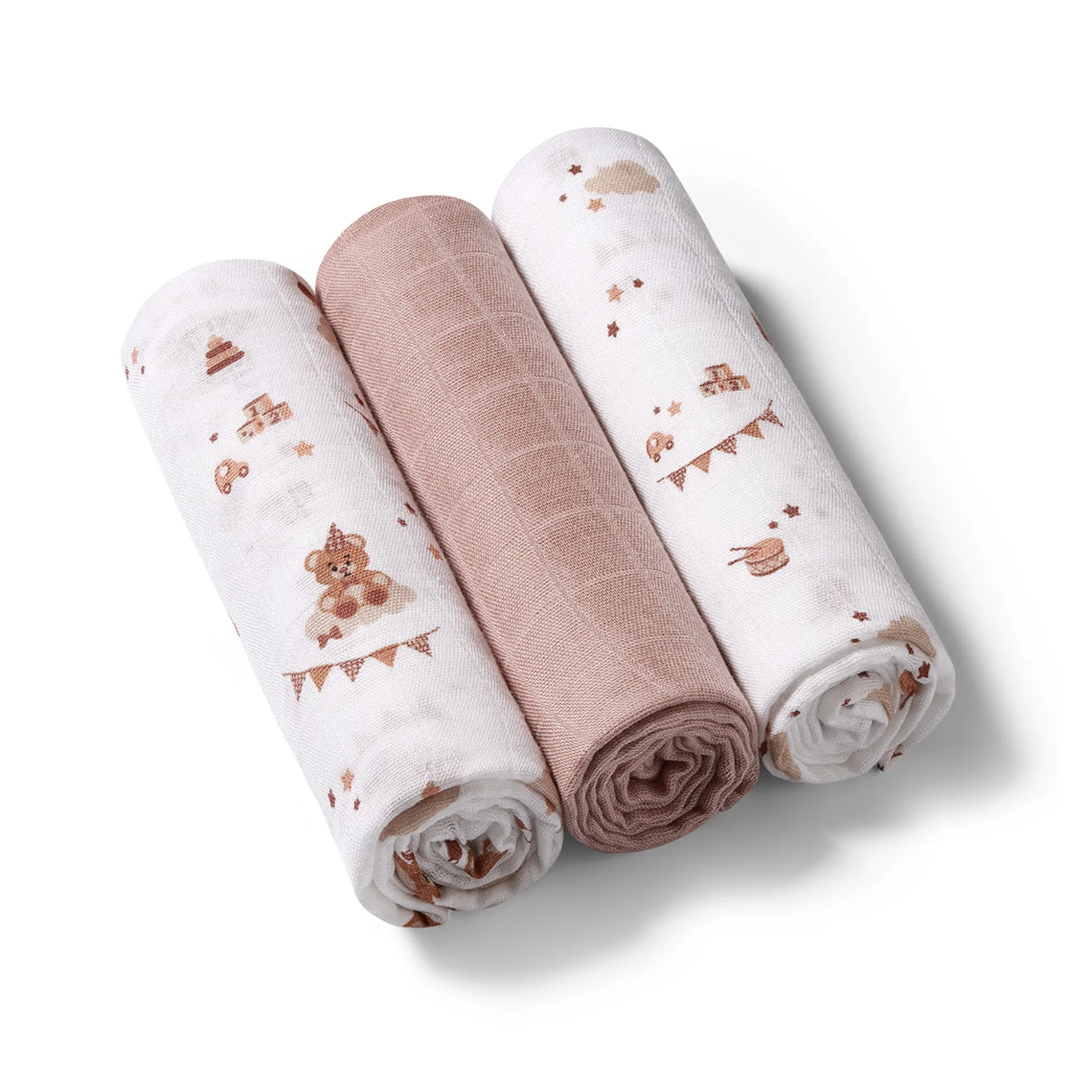 Pack 3 Muselinas Bambú Organico 70x70 Cm Canela