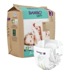 Pack Pañales Bambo Nature talla 3, (4-8 kg), 3 x 28 unidades
