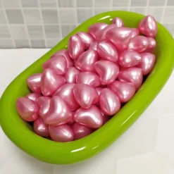 Pack 40 Perlas De Baño Aromatizada En Forma De Corazón - Con Aceite De Soja - Hidratante Y Aromática - Aroma Rosas