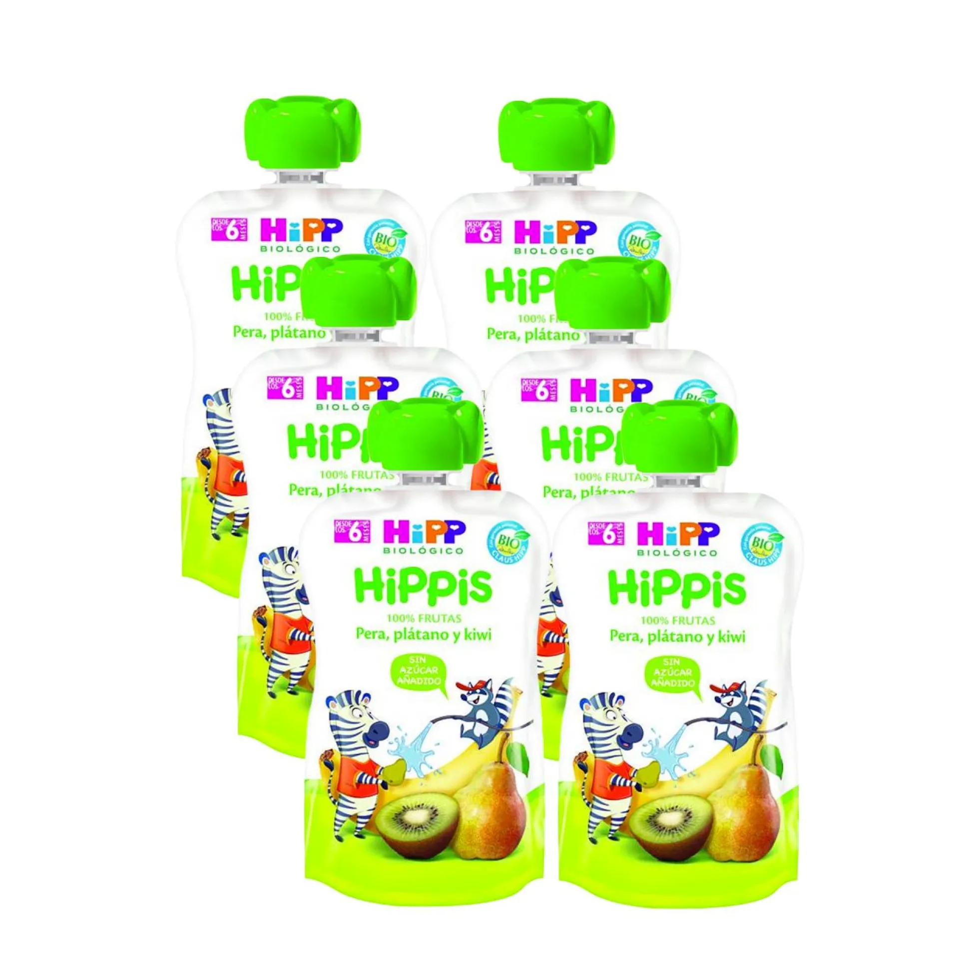 Pack 6 Pouches Bolsitas Biológicas Kiwi, pera y plátano HiPP 100 g