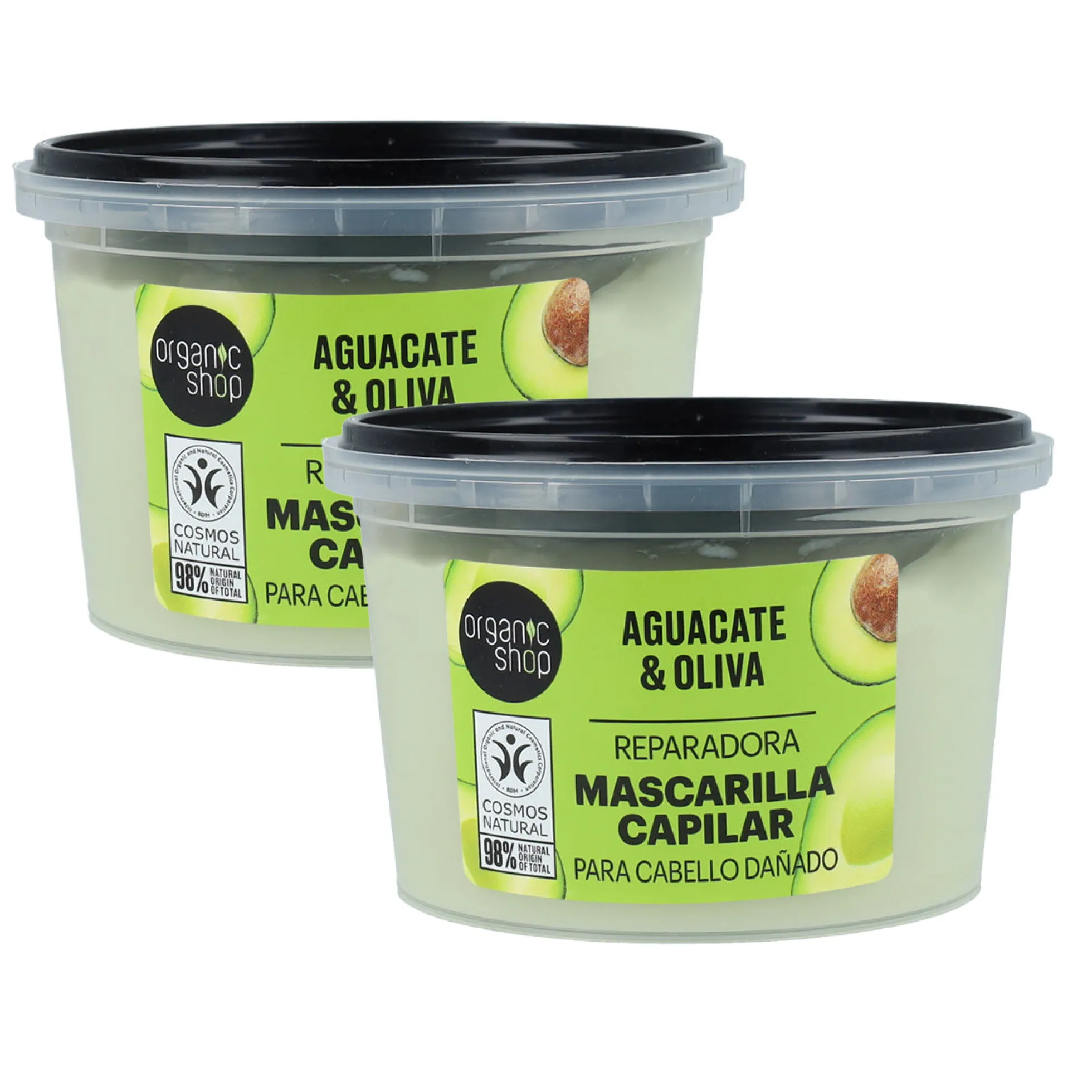 Pack PROMO 2x Mascarilla Capilar Reparadora Express Aguacate y Oliva Organic Shop 250 ml