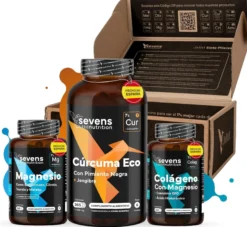 Pack Óseo: Colágeno, Magnesio, Ácido Hialurónico Y Cúrcuma. Sevens Nutrition. Suplementos Para Huesos