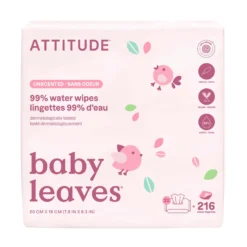 Pack 3 toallitas Baby Leaves 99% agua sin perfume Attitude