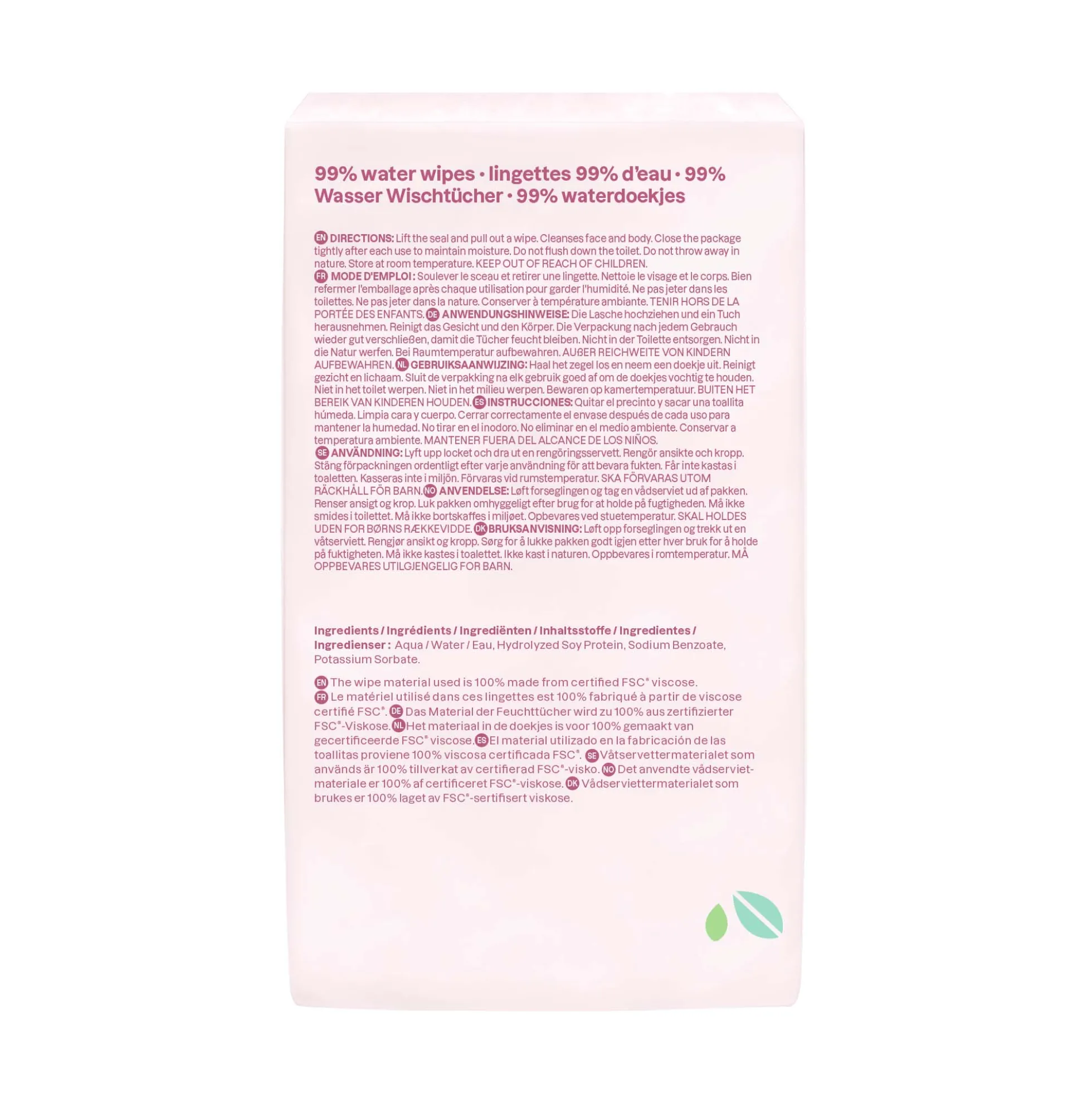 Pack 3 toallitas Baby Leaves 99% agua sin perfume Attitude