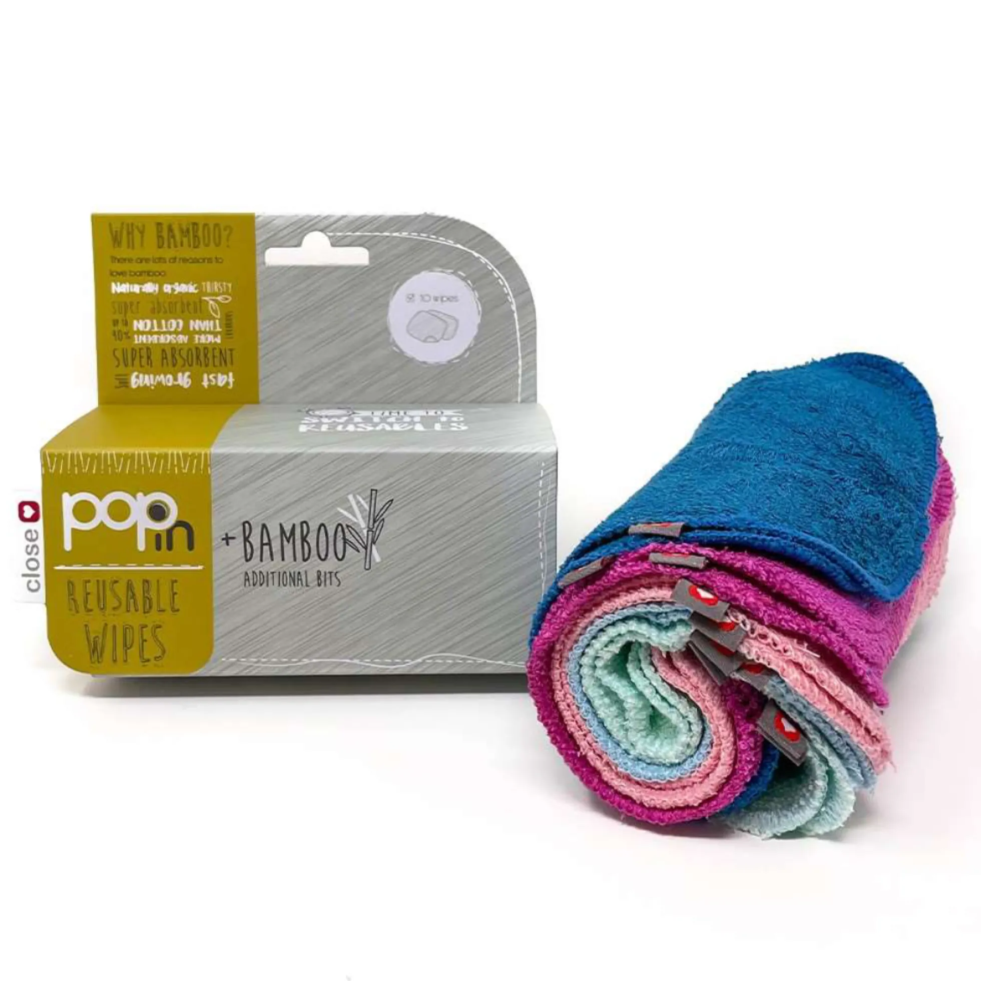 Pack 10 Toallitas Lavables Azul y Rosa Close Parent