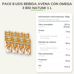 Pack 8 uds Bebida Avena con Omega 3 BIO Natumi 1 L