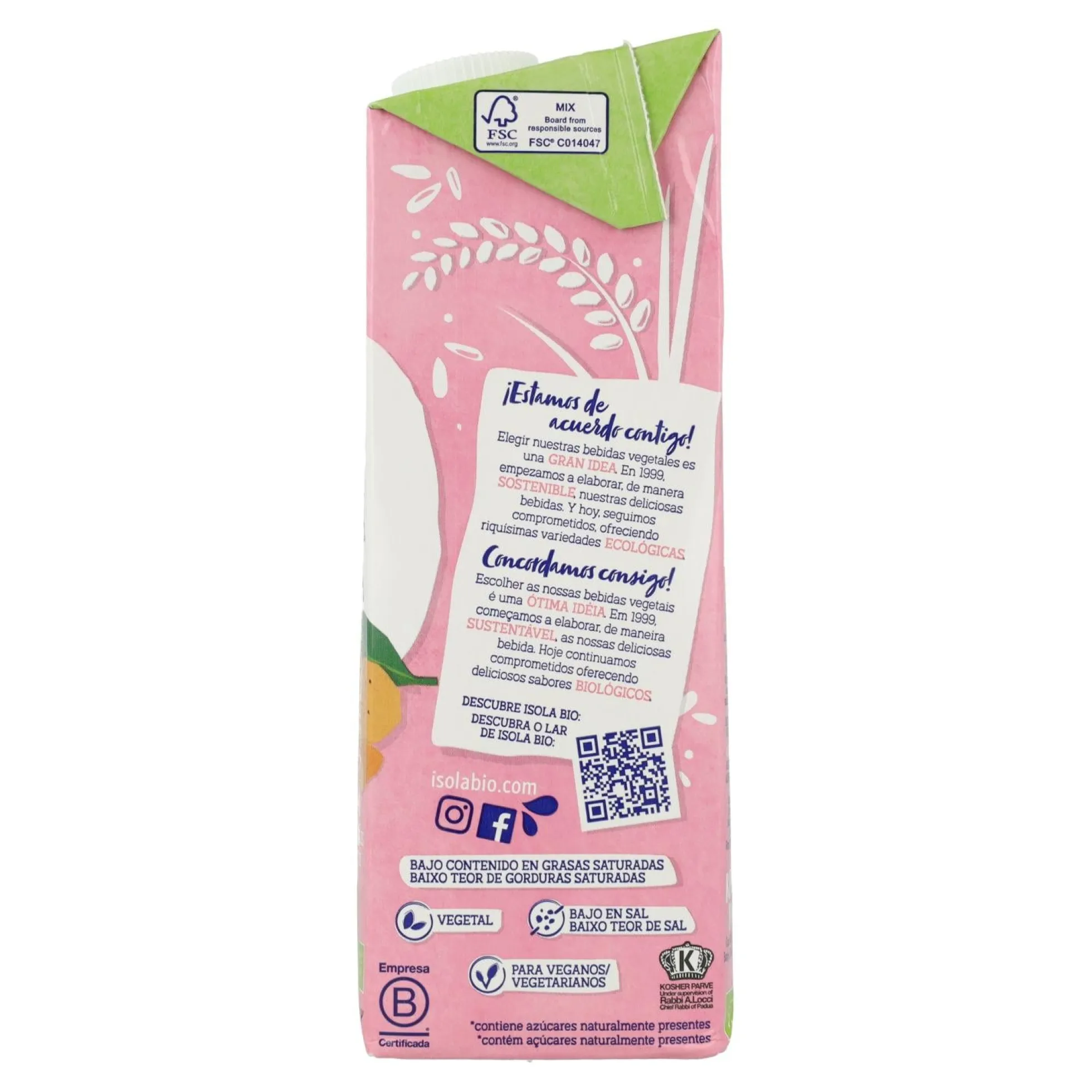 Pack 6 uds Bebida de Arroz y Almendras Bio Isola BIO 1 L